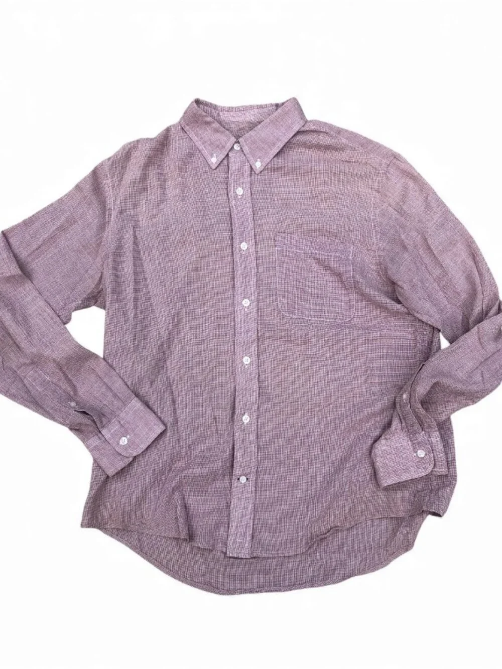 CLUB MONACO Texture Button Down Shirt Men's MEDIUM Standard Fit Red Long Sleeve